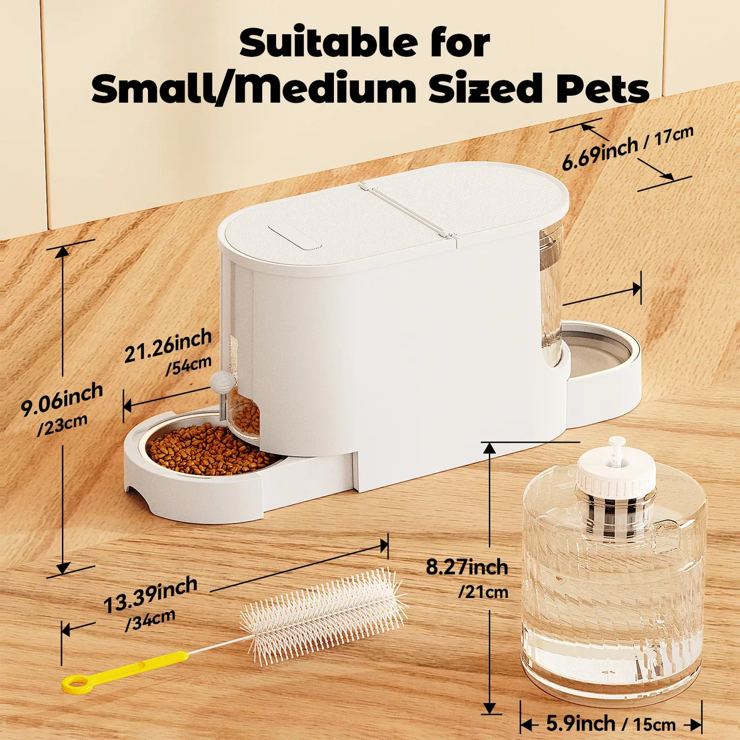 2-In-1 Gravity Cat Food Feeder and Water Dispenser Stainless Steel Bowls Large Capacity