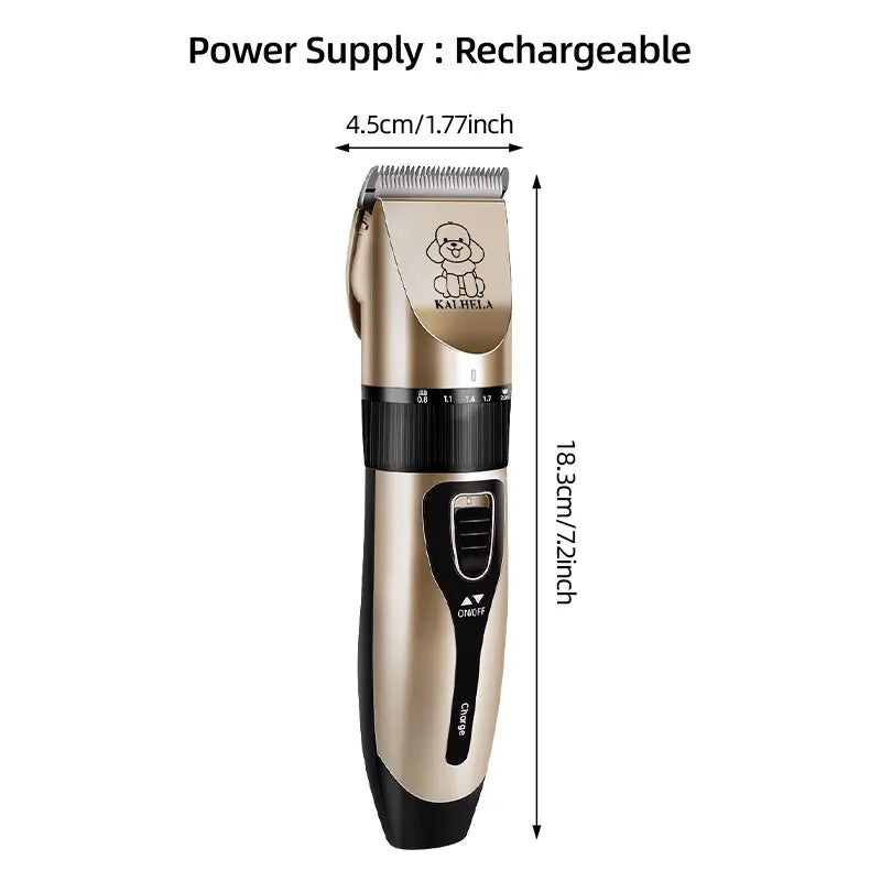 KALHELA Dog Clippers Low Noise, Quiet Dog Grooming Kit Rechargeable Cordless Pet Hair Clipper Trimmer Shaver for Small and Large Dogs Cats Animals (Gold)