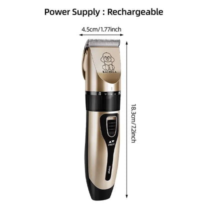 KALHELA Dog Clippers Low Noise, Quiet Dog Grooming Kit Rechargeable Cordless Pet Hair Clipper Trimmer Shaver for Small and Large Dogs Cats Animals (Gold)