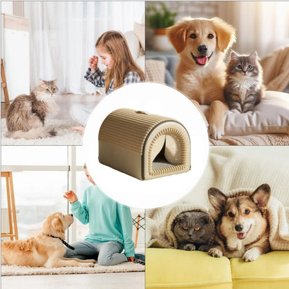 Classic Fabric Covered Dog Bed - Detachable Shelter, Soft Washable Tent Design, Indoor Hideaway for Small Dogs & Cats (Home, Living Room Use)
