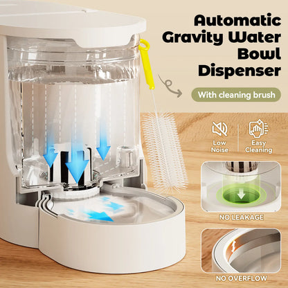 2-In-1 Gravity Cat Food Feeder and Water Dispenser Stainless Steel Bowls Large Capacity