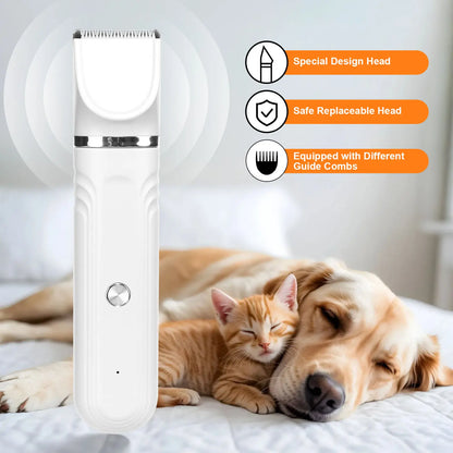 SPOVEN Pet Clippers Grooming Kit Hair Clipper-Paw Trimmer- Rechargeable - Cordless Quiet Nail Grinder Shaver for Cats Dogs and Other Pets