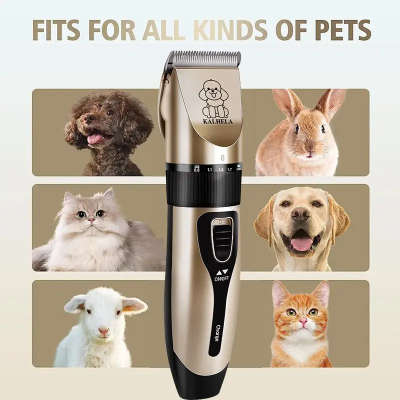 KALHELA Dog Clippers Low Noise, Quiet Dog Grooming Kit Rechargeable Cordless Pet Hair Clipper Trimmer Shaver for Small and Large Dogs Cats Animals (Gold)