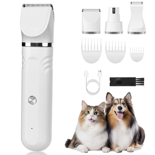 SPOVEN Pet Clippers Grooming Kit Hair Clipper-Paw Trimmer- Rechargeable - Cordless Quiet Nail Grinder Shaver for Cats Dogs and Other Pets