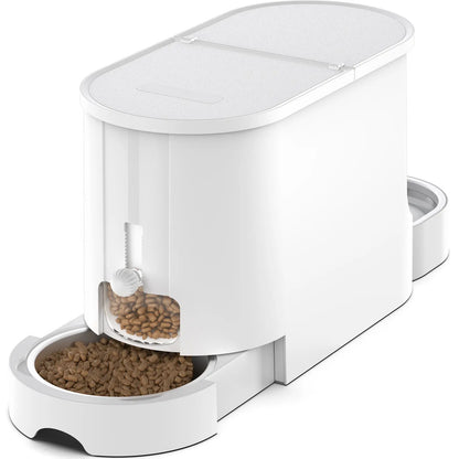 2-In-1 Gravity Cat Food Feeder and Water Dispenser Stainless Steel Bowls Large Capacity