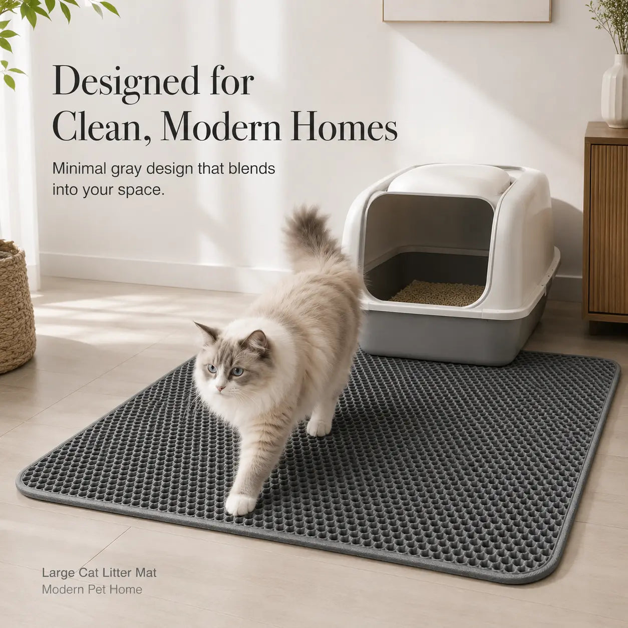 Cat Litter Mat, 30X22 Inches Large Double Layer Honeycomb Cat Litter Trapping Mat, Non Slip Waterproof Urine Proof Cat Litter Box Mat for Floor, Kitty Litter Rug, Cat Supplies, Pink