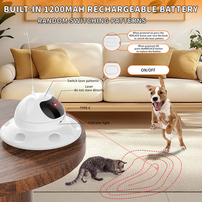 Cat Laser Toy,3-In-1Interactive Automatic 6 Holeselectronic Whack a Mole, Fluttering Butterfly,Usb Rechargeable Interactive Cat Toys for Bored Indoor Adult Cats/Kittens/Dogs Cat Laser Toy Stress Relief Toy for Cats