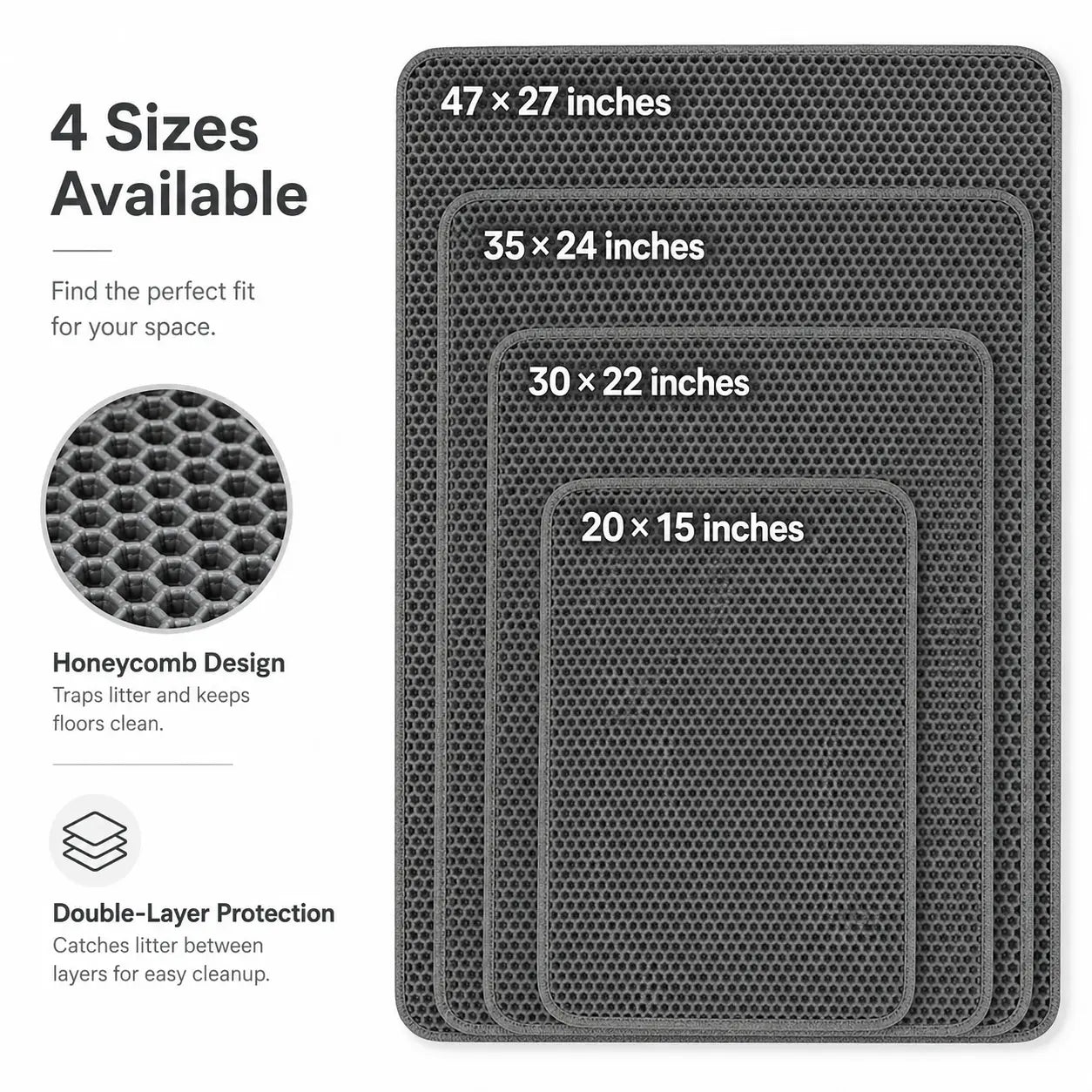 Cat Litter Mat, 30X22 Inches Large Double Layer Honeycomb Cat Litter Trapping Mat, Non Slip Waterproof Urine Proof Cat Litter Box Mat for Floor, Kitty Litter Rug, Cat Supplies, Pink