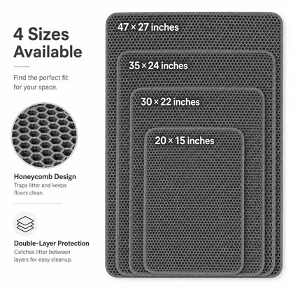 Cat Litter Mat, 30X22 Inches Large Double Layer Honeycomb Cat Litter Trapping Mat, Non Slip Waterproof Urine Proof Cat Litter Box Mat for Floor, Kitty Litter Rug, Cat Supplies, Pink