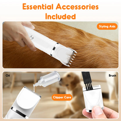 SPOVEN Pet Clippers Grooming Kit Hair Clipper-Paw Trimmer- Rechargeable - Cordless Quiet Nail Grinder Shaver for Cats Dogs and Other Pets