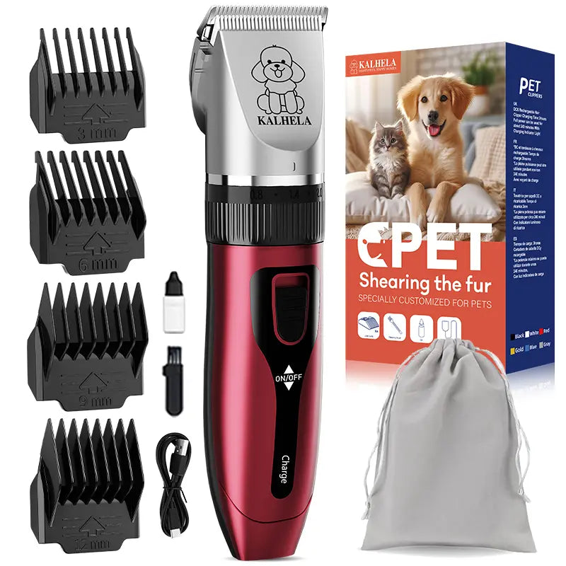KALHELA Dog Clippers Low Noise, Quiet Dog Grooming Kit Rechargeable Cordless Pet Hair Clipper Trimmer Shaver for Small and Large Dogs Cats Animals (Gold)