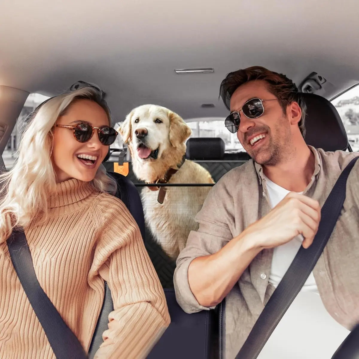 Dog Car Seat Cover with Hard Bottom Back Seat Extender – Supports up to 400Lbs, Waterproof Dog Hammock for Car, SUV & Truck