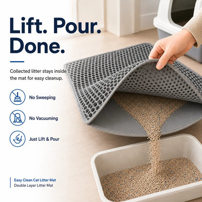 Cat Litter Mat, 30X22 Inches Large Double Layer Honeycomb Cat Litter Trapping Mat, Non Slip Waterproof Urine Proof Cat Litter Box Mat for Floor, Kitty Litter Rug, Cat Supplies, Pink