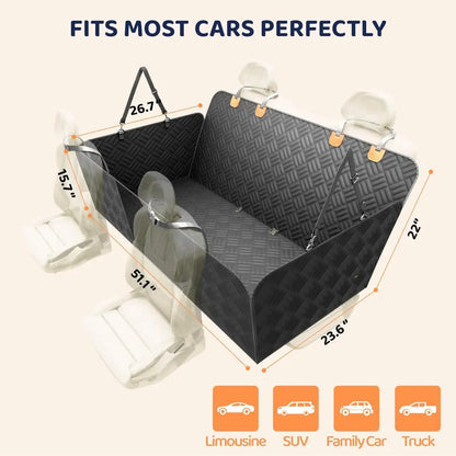 Dog Car Seat Cover with Hard Bottom Back Seat Extender – Supports up to 400Lbs, Waterproof Dog Hammock for Car, SUV & Truck