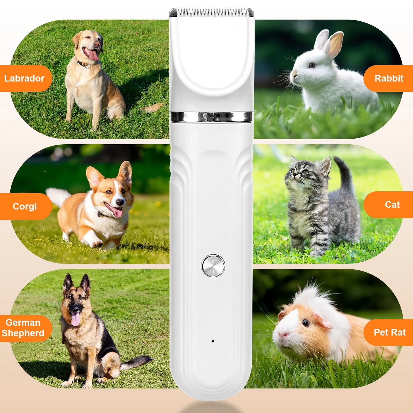 SPOVEN Pet Clippers Grooming Kit Hair Clipper-Paw Trimmer- Rechargeable - Cordless Quiet Nail Grinder Shaver for Cats Dogs and Other Pets