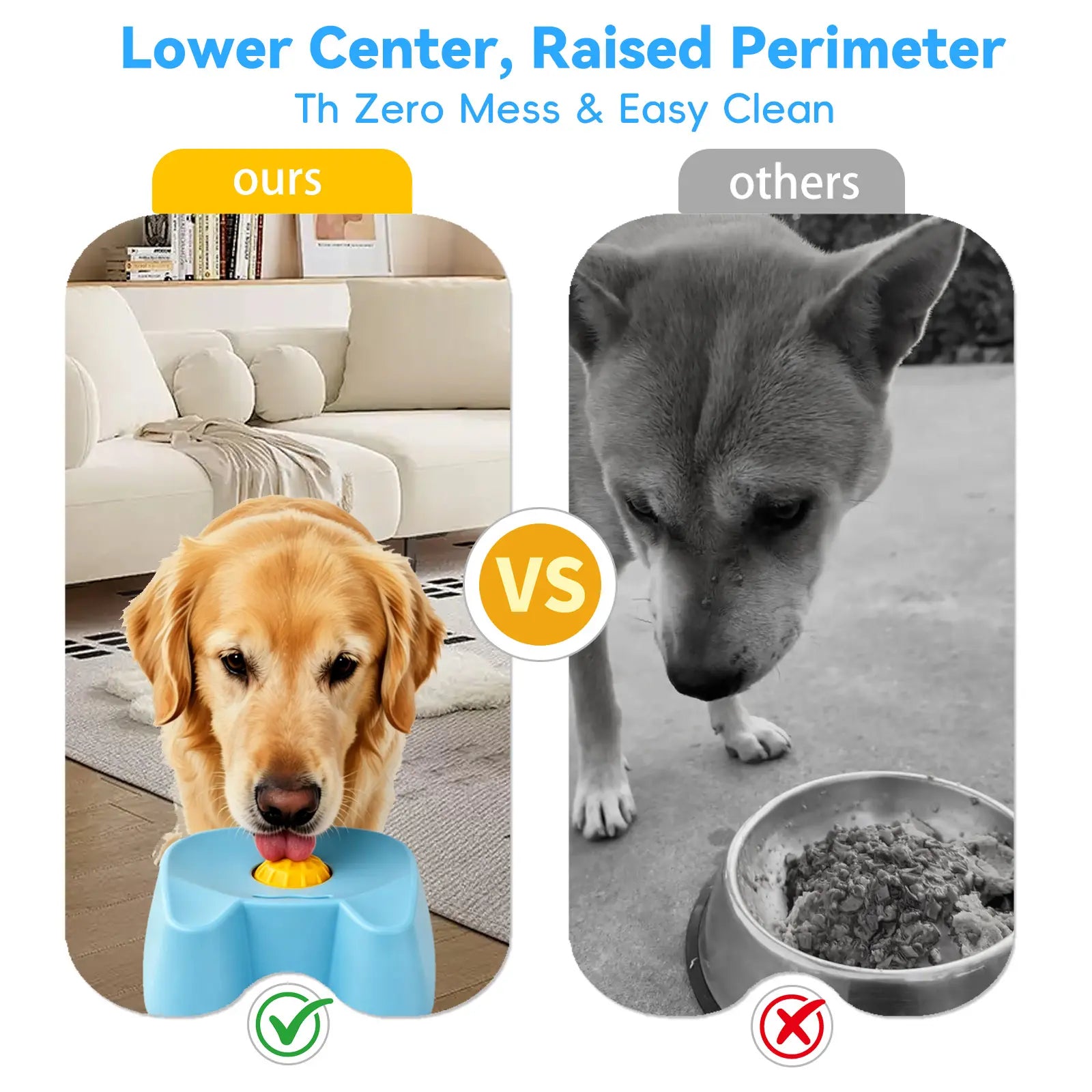 Silicone Slow Feeder Bowls for Dogs - Non-Skid Ball-In Lick Design, 3/4 Cup Capacity Wet Food Feeder, Anxiety Relief Bowl/Dish for Bone Broth & Yogurt, Interactive for Small-Large Dogs (Blue) - Mid Year Sale Tiktok Shop Midyeardeals
